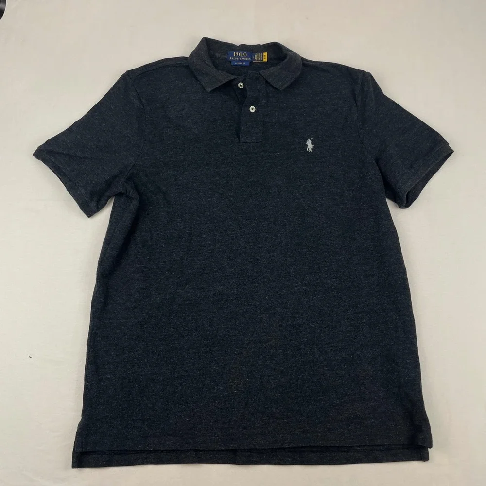 Polo Ralph Lauren Mens Classic Fit Short Sleeve Polo Shirt Gray Heather Large